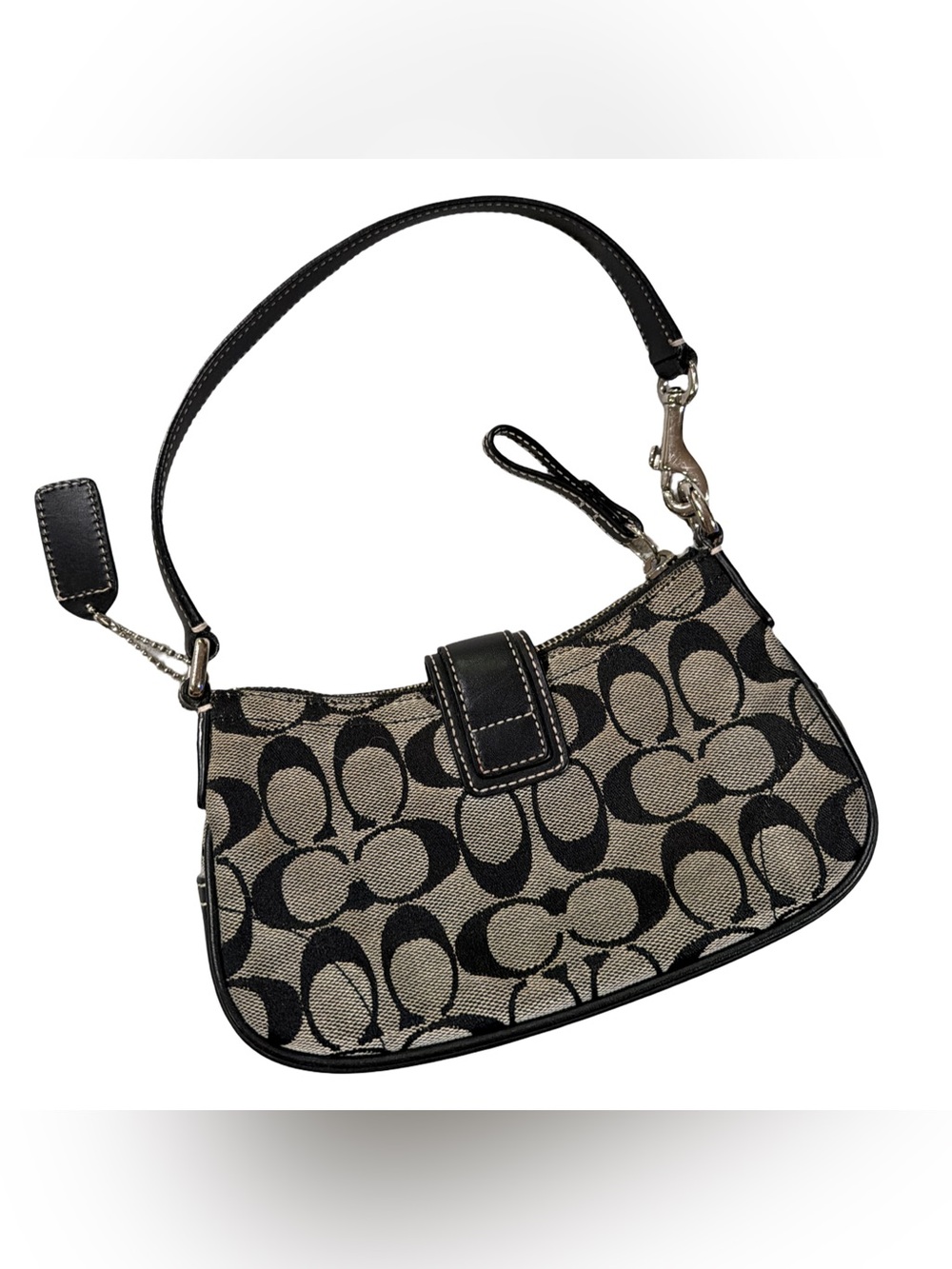 Coach โข Vintage Mini Demi Soho Shoulder Bag Monogram Black/Gray Canvas No 6362 - Picture 2 of 14